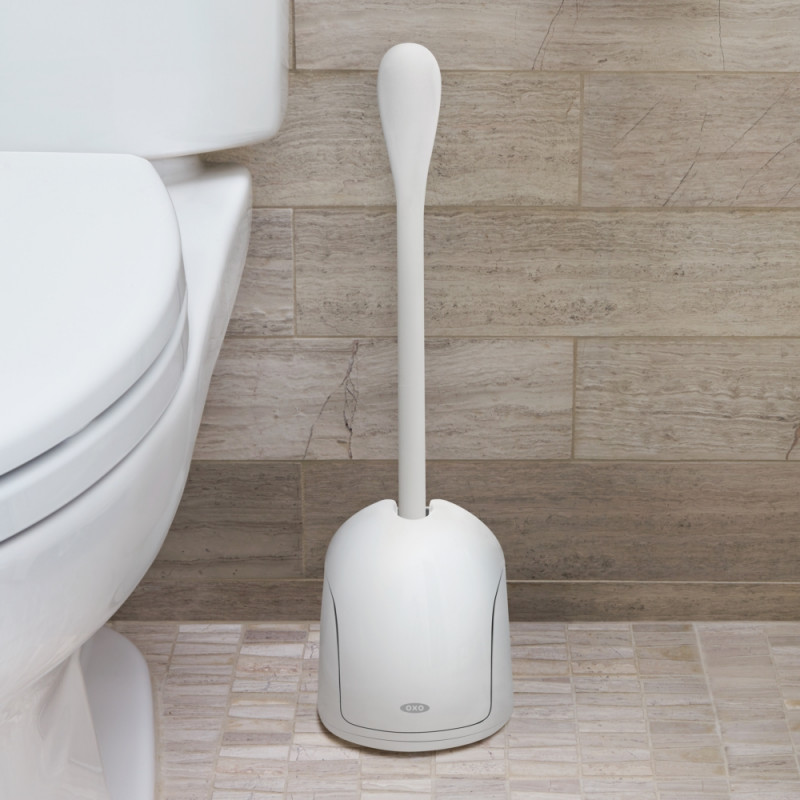Brosse à WC compacte blanche avec support - OXO